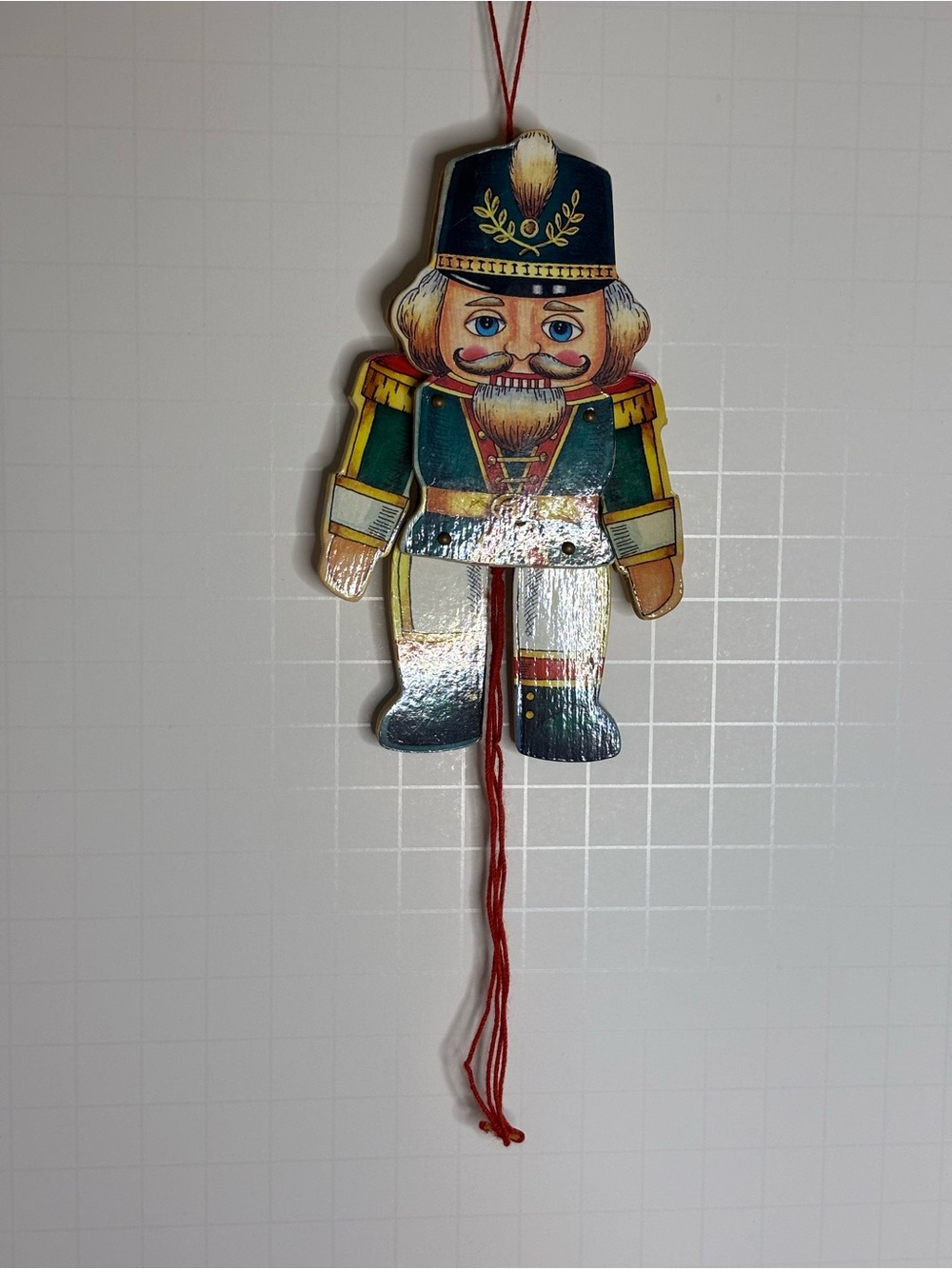 Wooden Nutcracker Pull-String Toy - Green and Navy